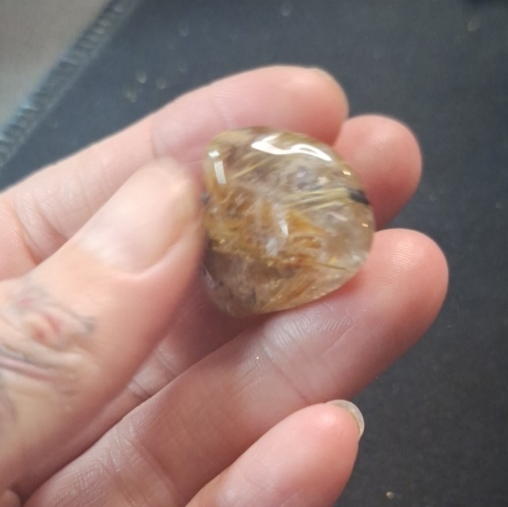 3 Mini Rutilated Quartz Tumbles - Picture 11 of 12